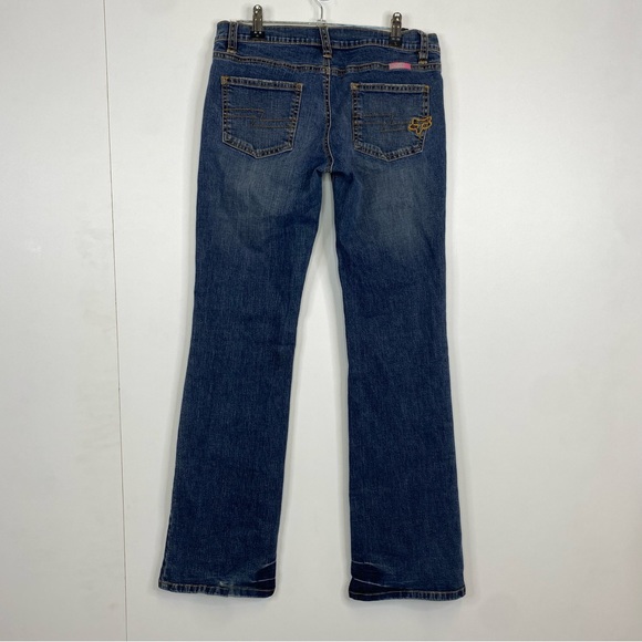 Fox Low Rise Size 7 Straight/Wide Leg Jeans With Pink Accents Y2k Denim Pants - Picture 1 of 7